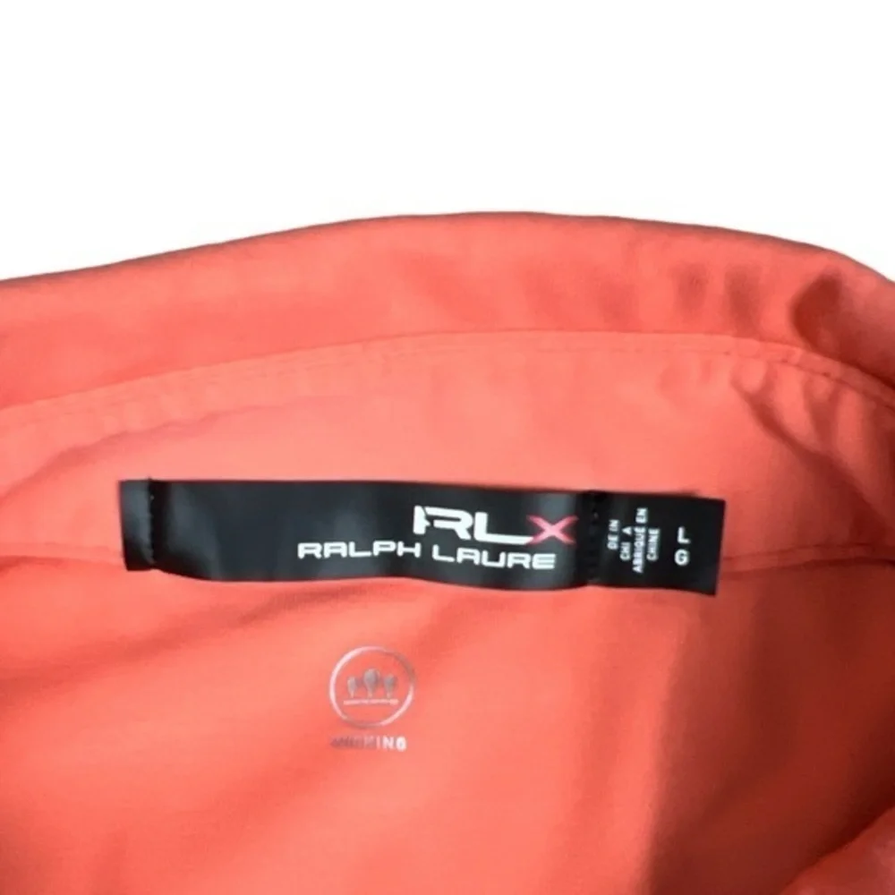 Ralph Lauren RLX Shirt‎ Mens Large Orange Short Sleeve Polo Golf Wicking READ!